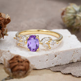 1 Carat Oval Cut 4 Prong Classic Amethyst Nature Inspired Engagement Ring